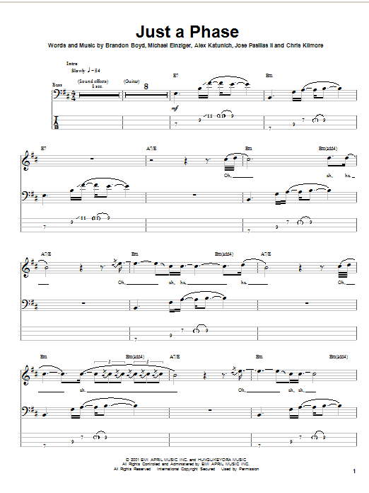 Download Incubus Just A Phase Sheet Music