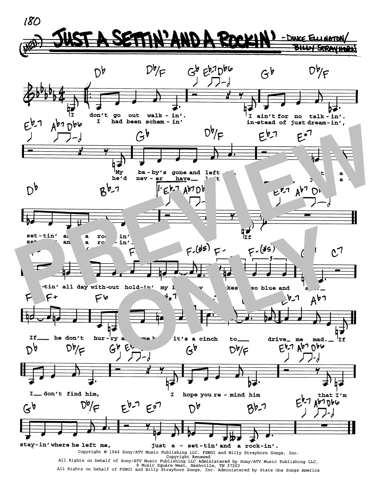 Duke Ellington Just A Settin' And A Rockin' (Low Voice) sheet music notes printable PDF score