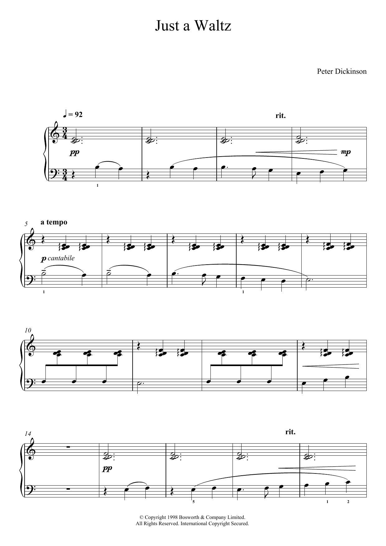 Download Peter Dickinson Just A Waltz (From 'Eight Very Easy Pie Sheet Music