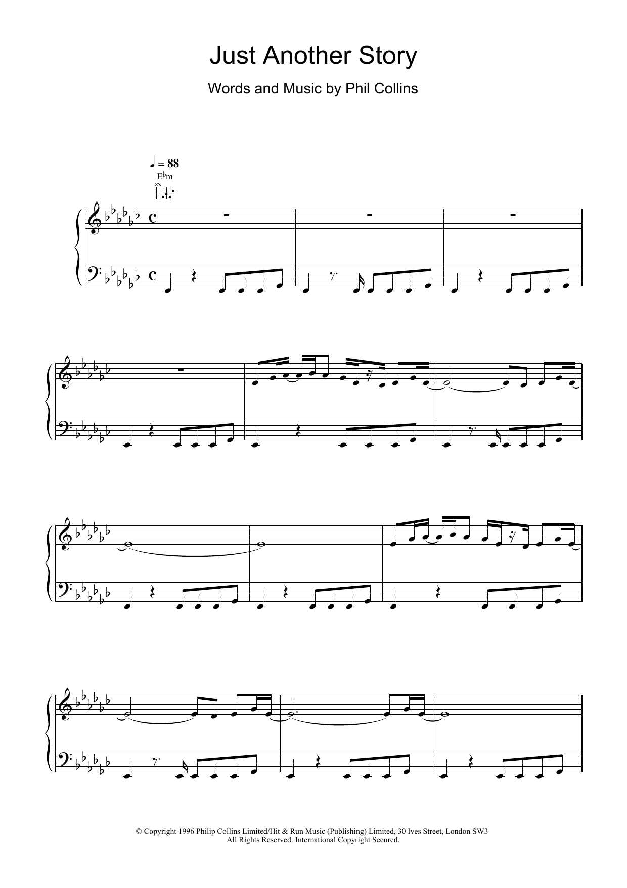 Download Phil Collins Just Another Story Sheet Music