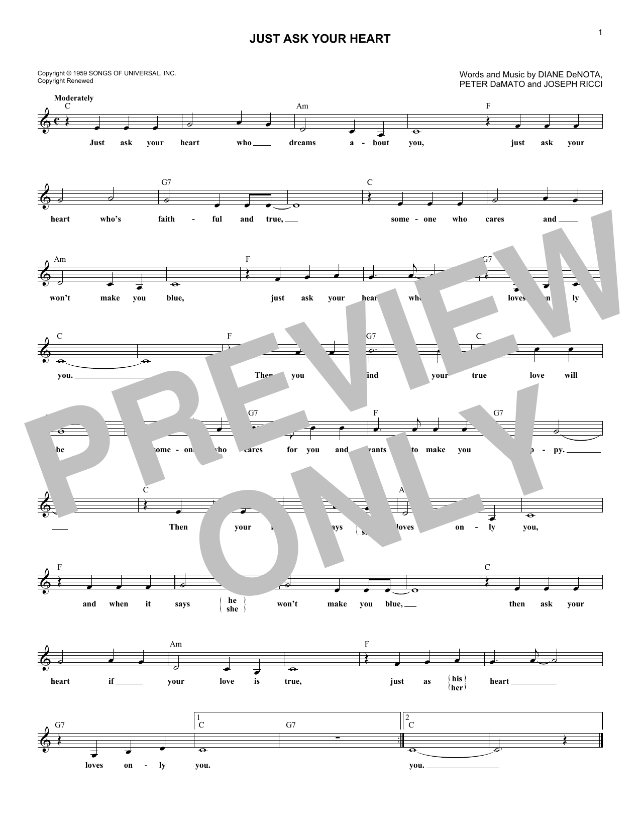 Download Joseph Ricci Just Ask Your Heart Sheet Music