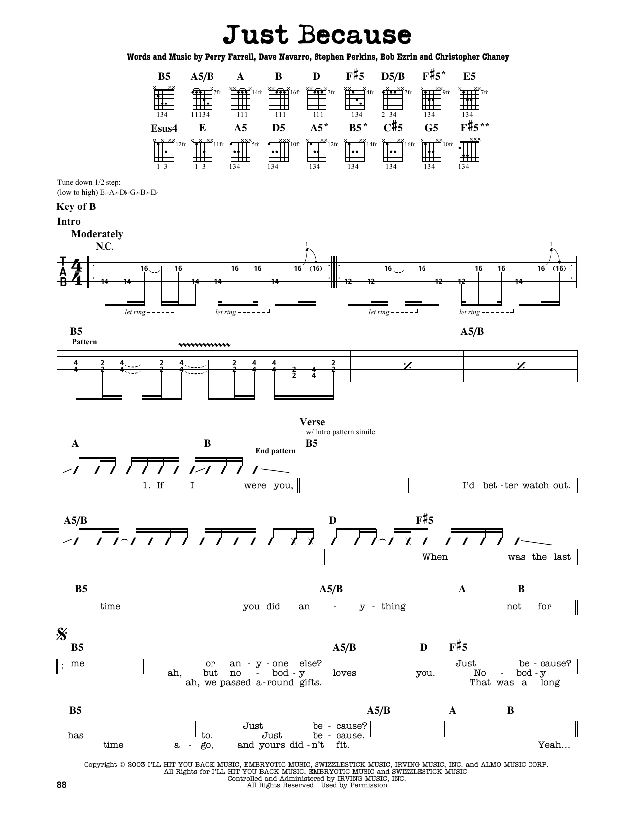 Download Jane's Addiction Just Because Sheet Music