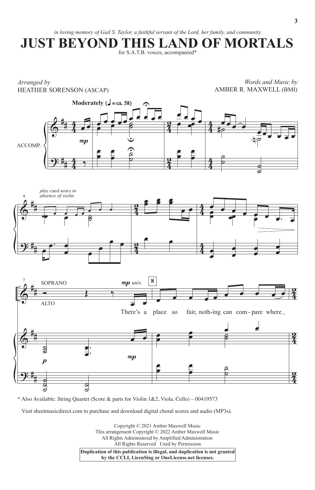 Download Amber R. Maxwell Just Beyond This Land Of Mortals (arr. Sheet Music