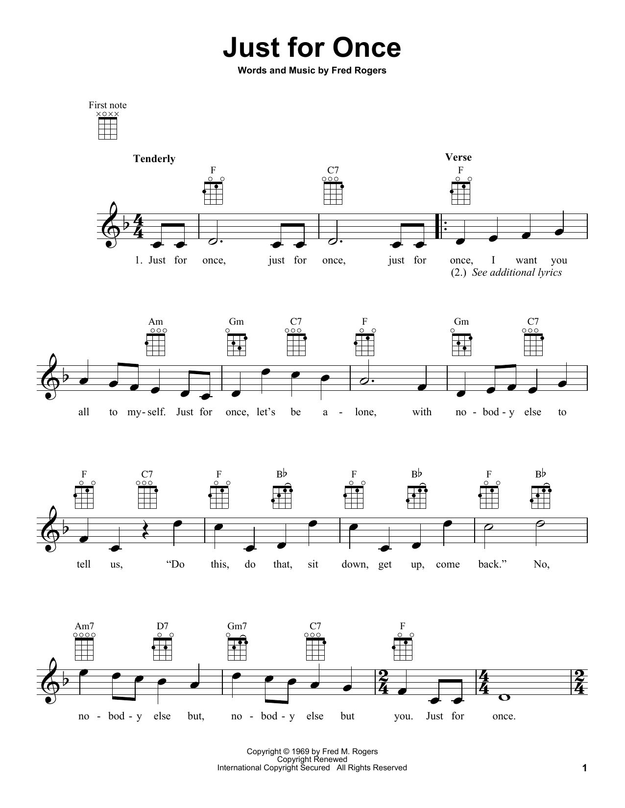 Download Fred Rogers Just For Once (from Mister Rogers' Neig Sheet Music
