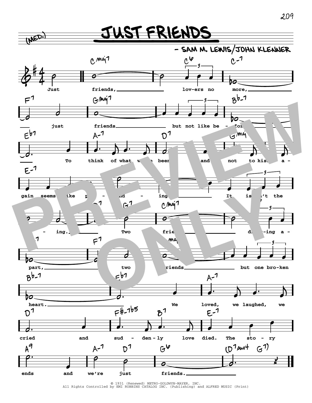 Download John Klenner and Sam M. Lewis Just Friends (High Voice) Sheet Music