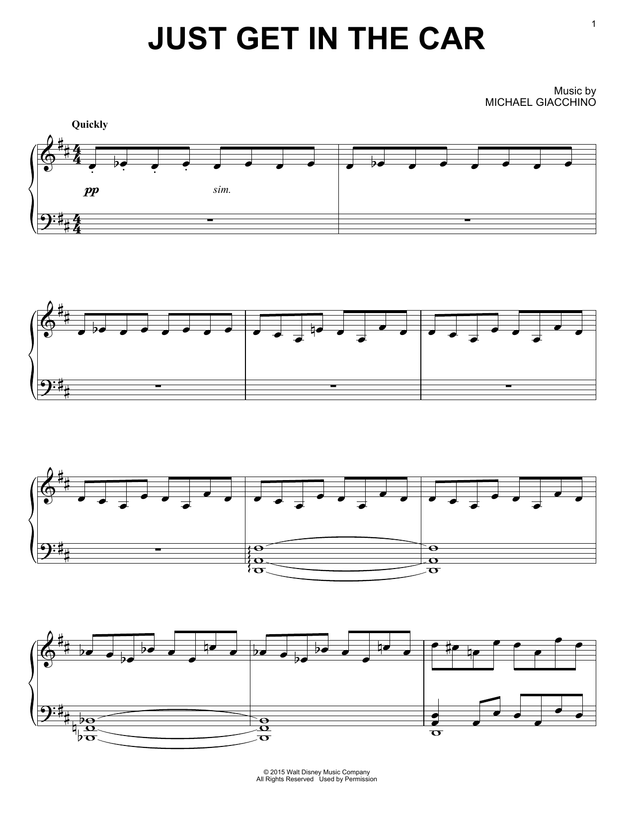 Download Michael Giacchino Just Get In The Car Sheet Music