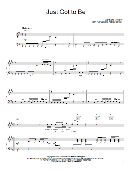 Download The Black Keys Just Got To Be Sheet Music