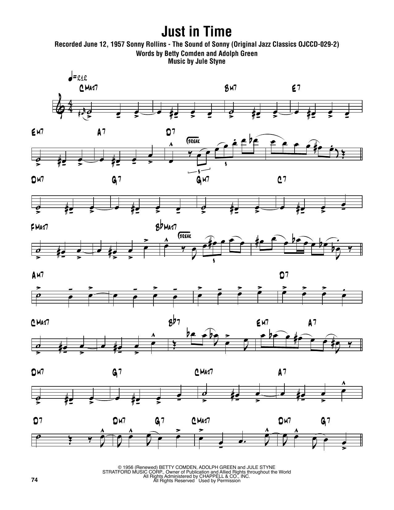 Download Sonny Rollins Just In Time Sheet Music