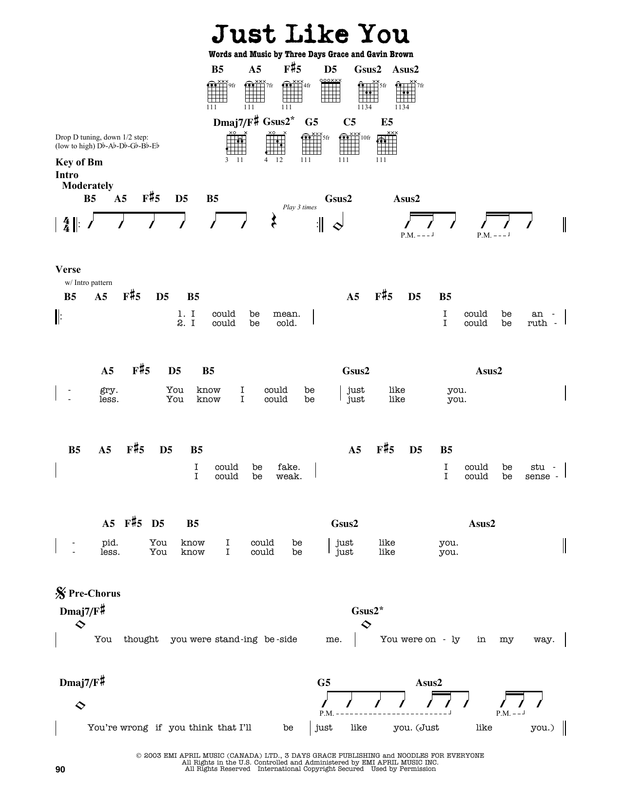Download Three Days Grace Just Like You Sheet Music