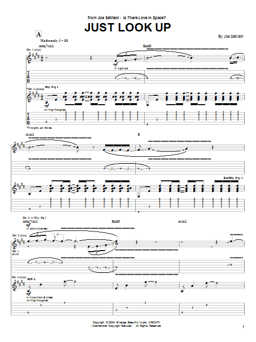 Download Joe Satriani Just Look Up Sheet Music