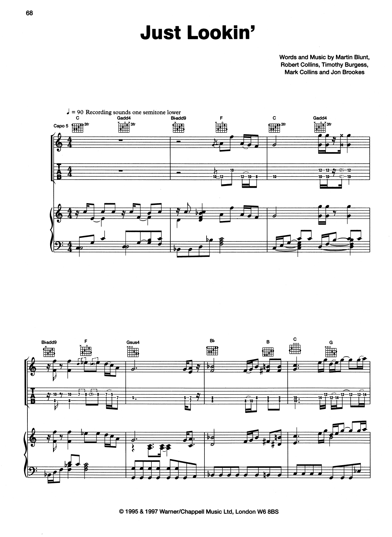 Download The Charlatans Just Lookin' Sheet Music