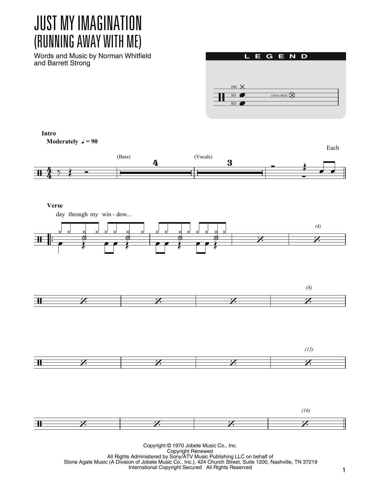 Download The Temptations Just My Imagination (Running Away With Sheet Music