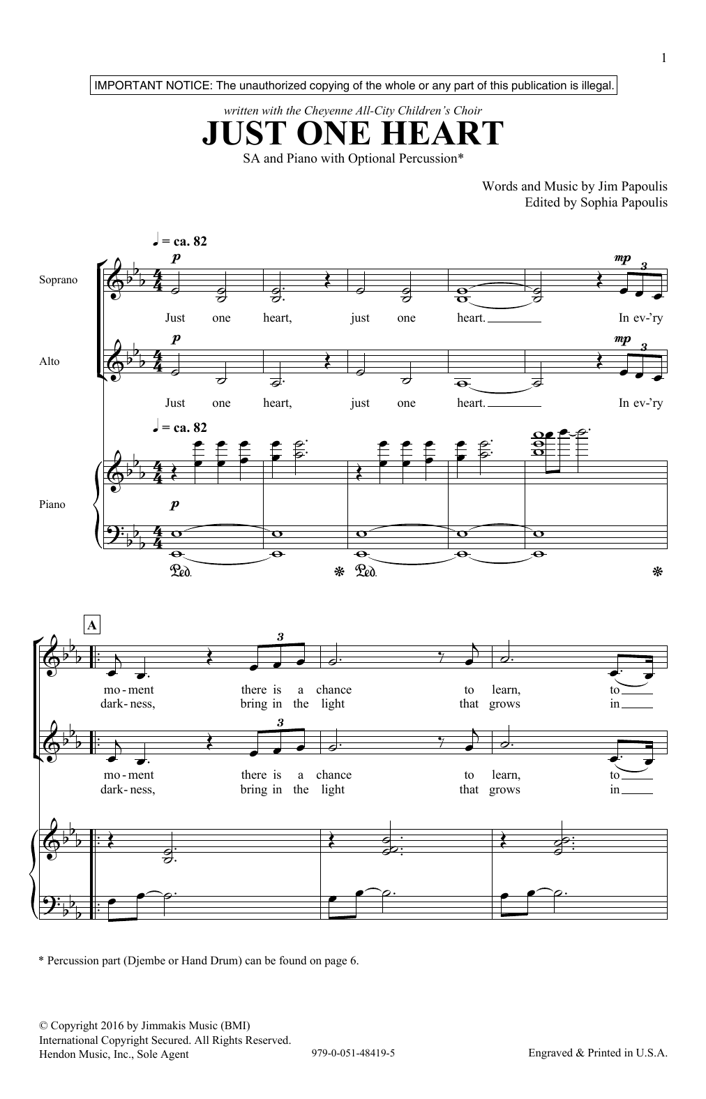 Download Jim Papoulis Just One Heart Sheet Music