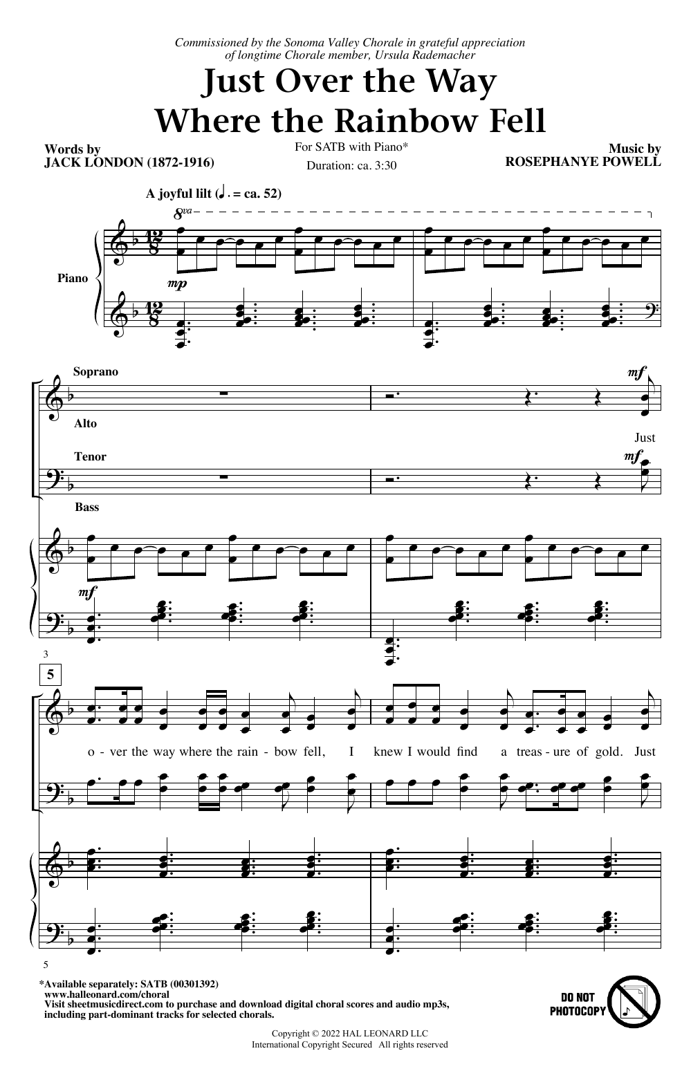 Download Jack London and Rosephanye Powell Just Over The Way Where The Rainbow Fel Sheet Music