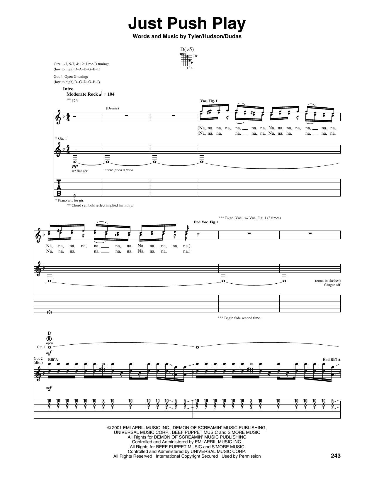 Download Aerosmith Just Push Play Sheet Music