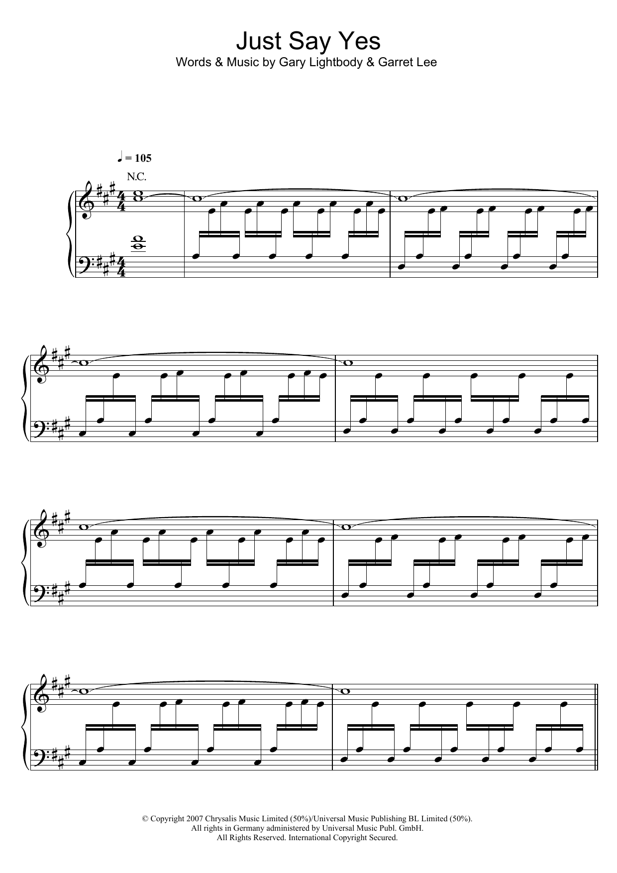 Download Snow Patrol Just Say Yes Sheet Music