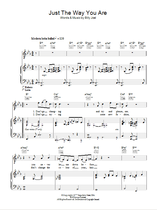 Download Billy Joel Just The Way You Are Sheet Music