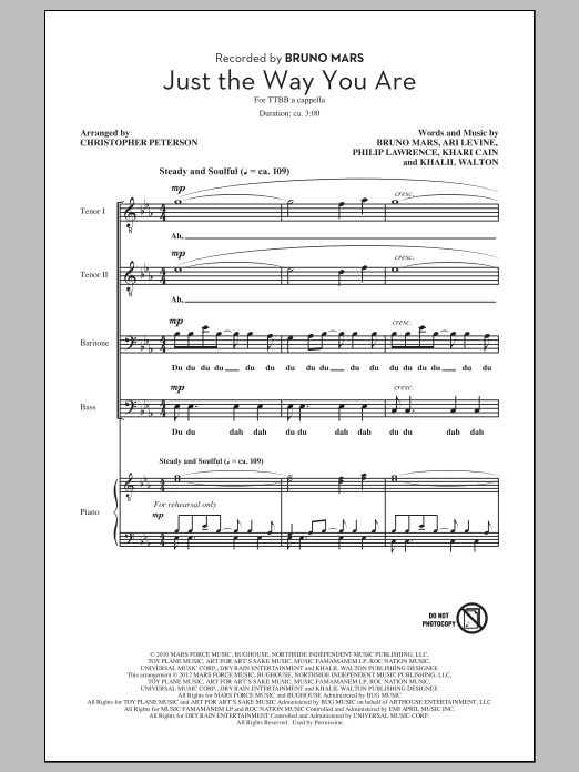 Download Bruno Mars Just The Way You Are (arr. Chris Peters Sheet Music