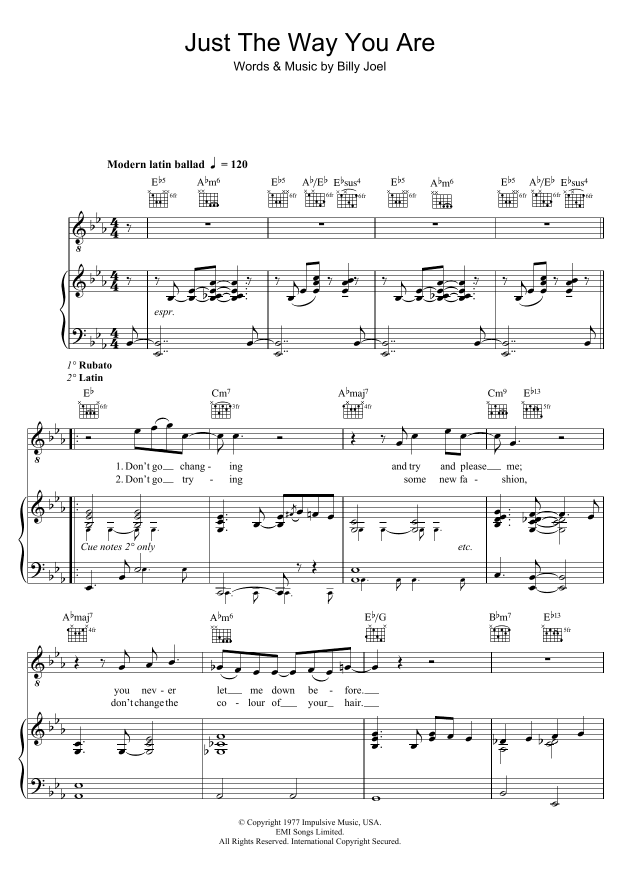 Download Diana Krall Just The Way You Are Sheet Music