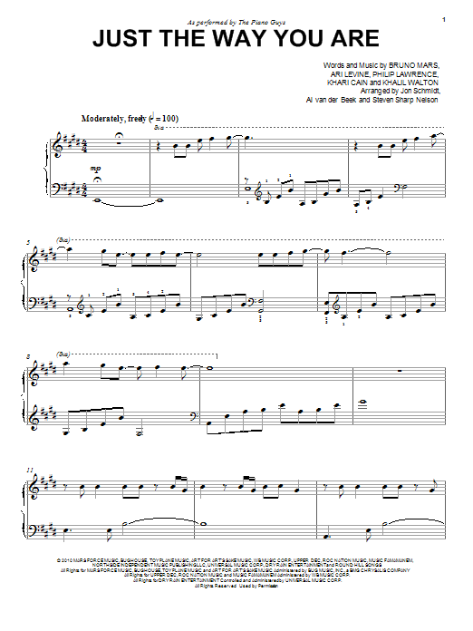 Download The Piano Guys Just The Way You Are Sheet Music
