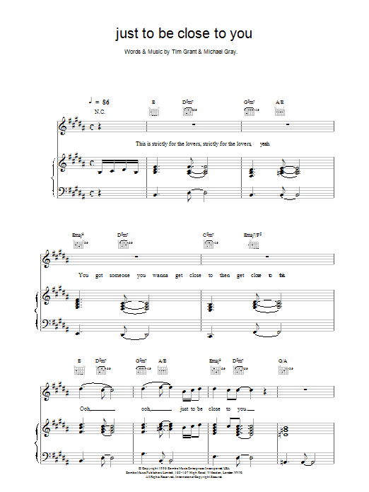 Download Backstreet Boys Just To Be Close To You Sheet Music