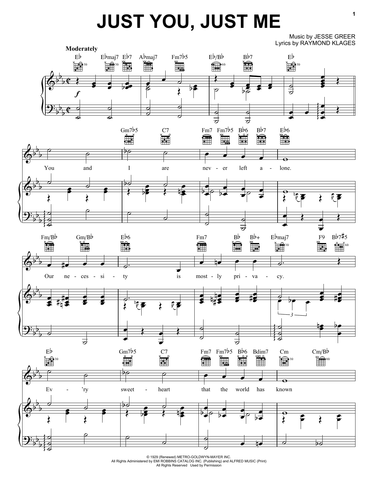 Download Raymond Klages Just You, Just Me Sheet Music