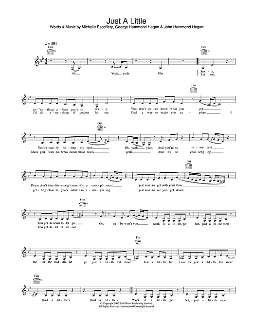 Liberty X Just A Little sheet music notes printable PDF score