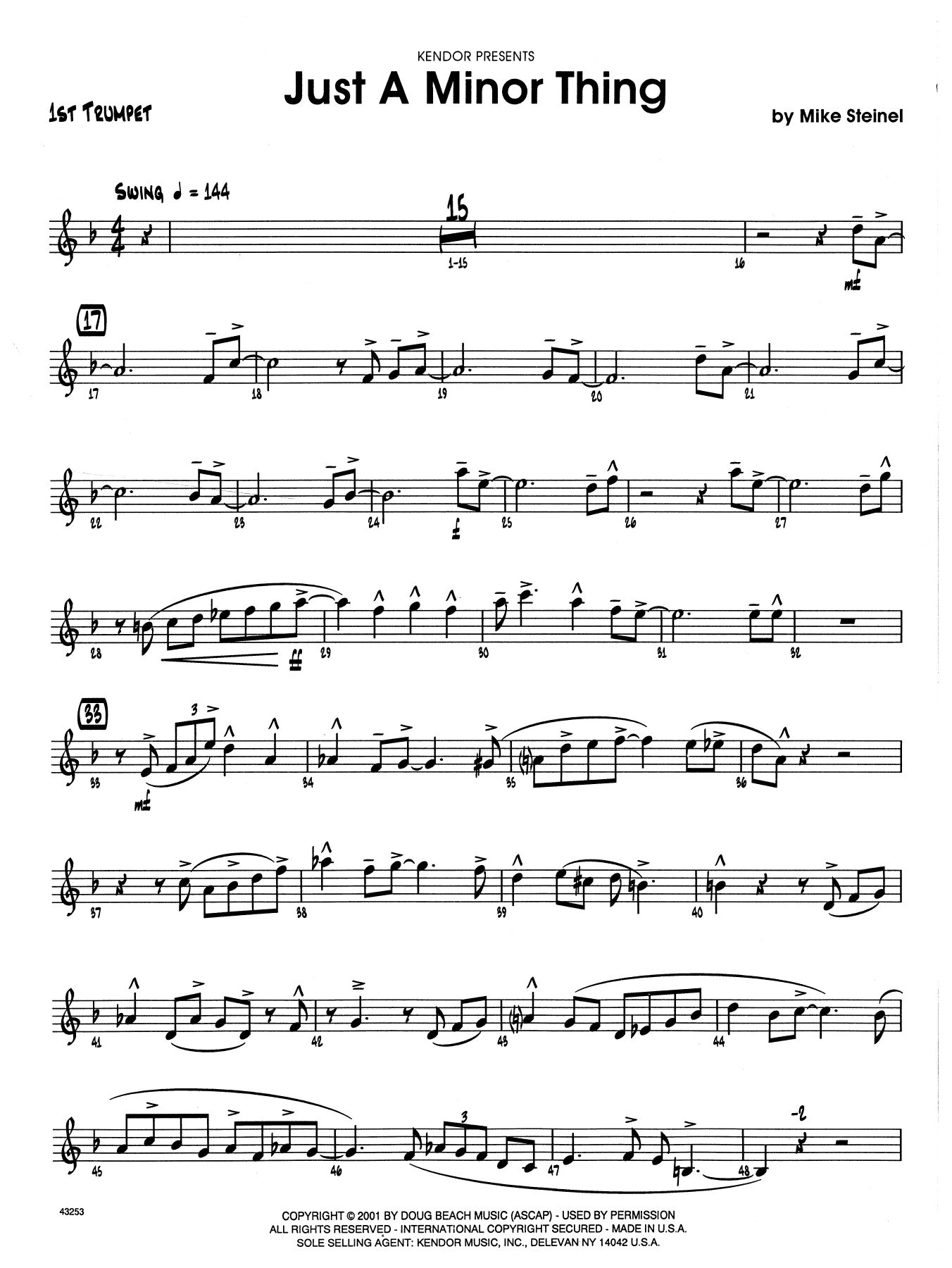 Download Mike Steinel Just A Minor Thing - 1st Bb Trumpet Sheet Music