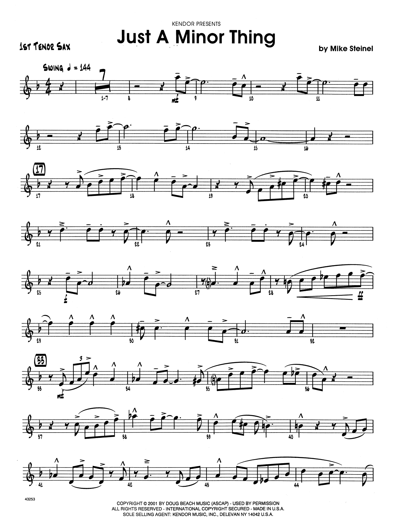 Download Mike Steinel Just A Minor Thing - 1st Tenor Saxophon Sheet Music