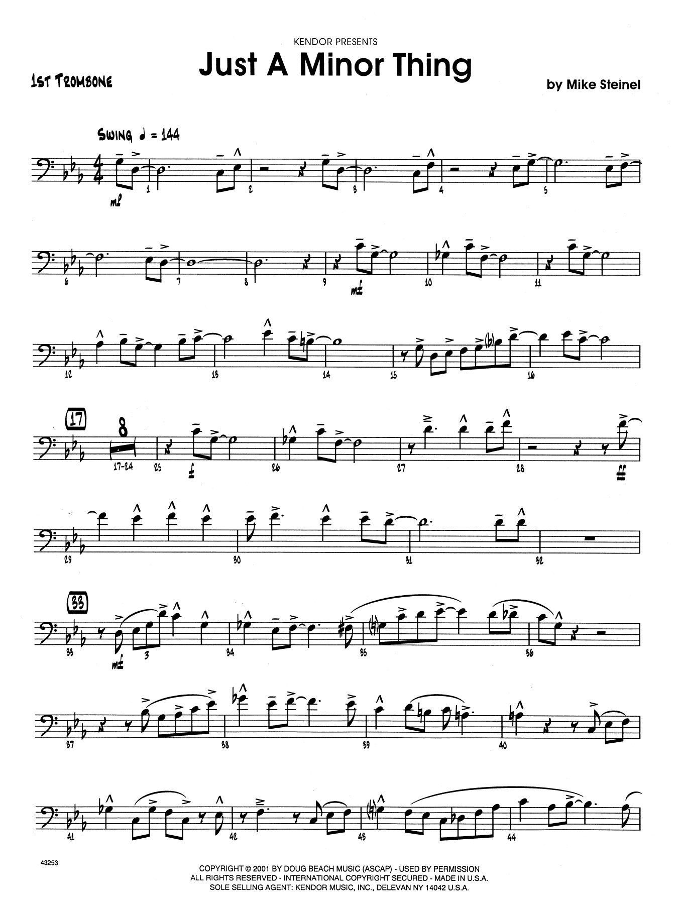 Download Mike Steinel Just A Minor Thing - 1st Trombone Sheet Music