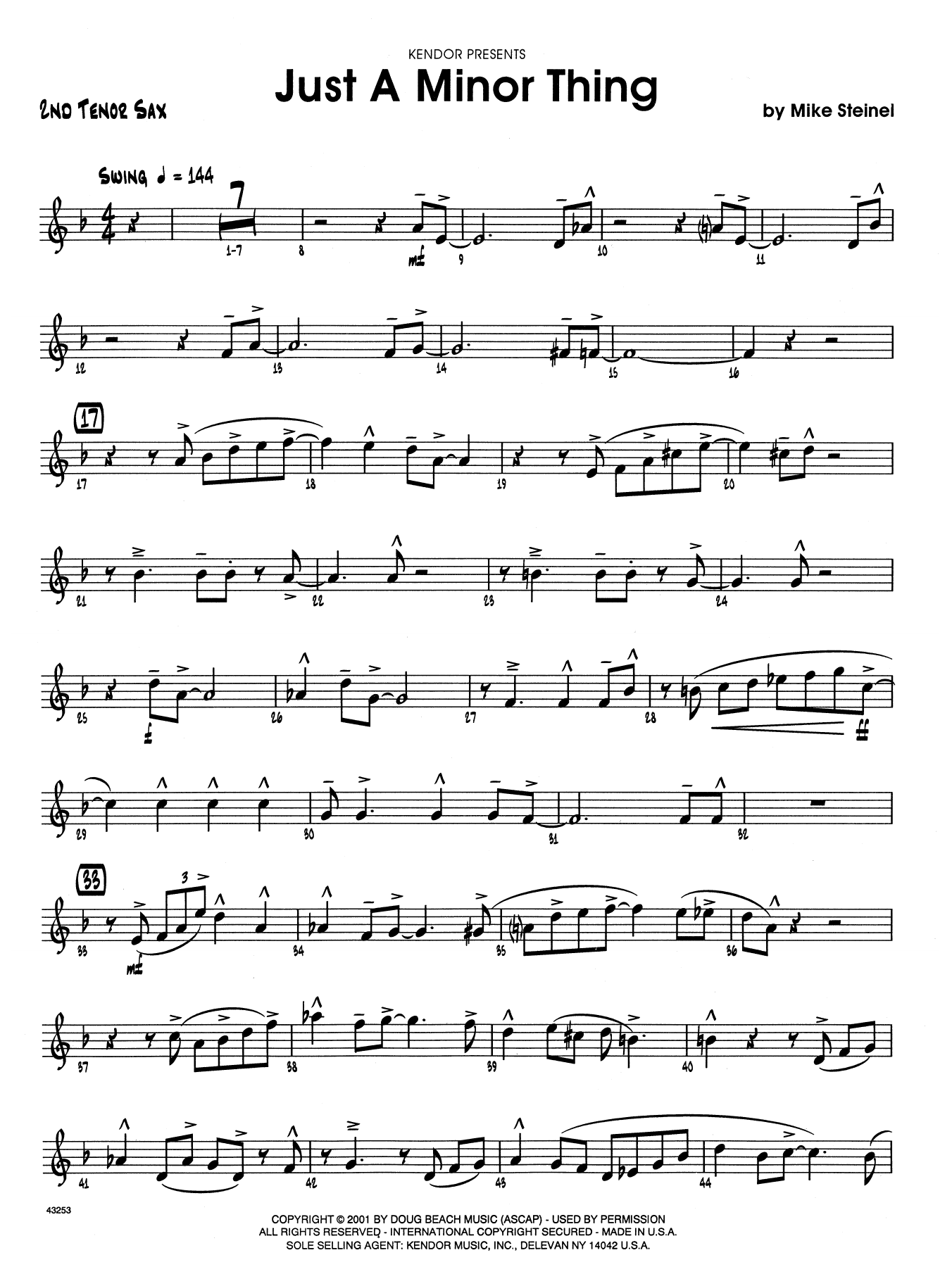 Download Mike Steinel Just A Minor Thing - 2nd Bb Tenor Saxop Sheet Music