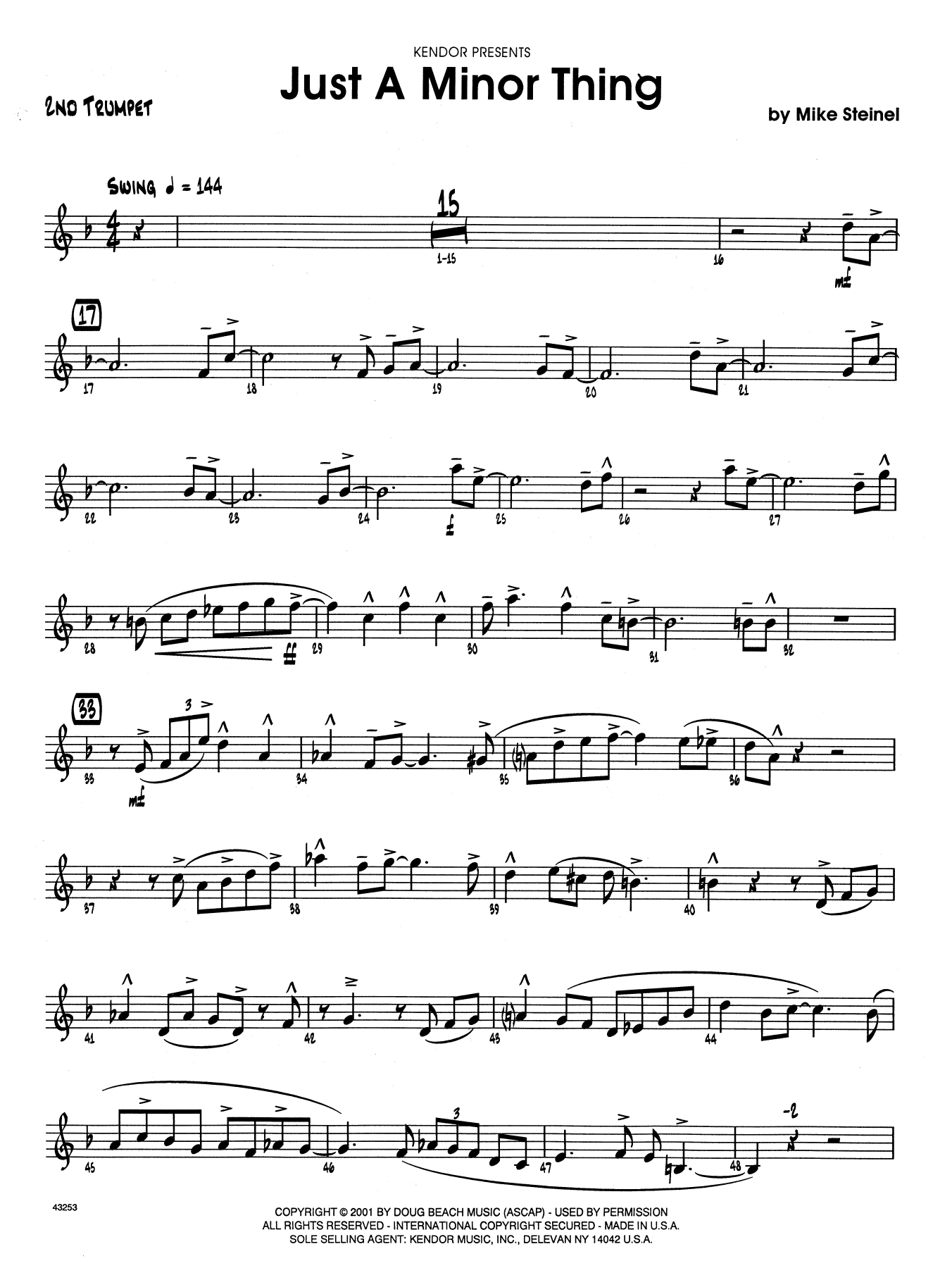 Download Mike Steinel Just A Minor Thing - 2nd Bb Trumpet Sheet Music