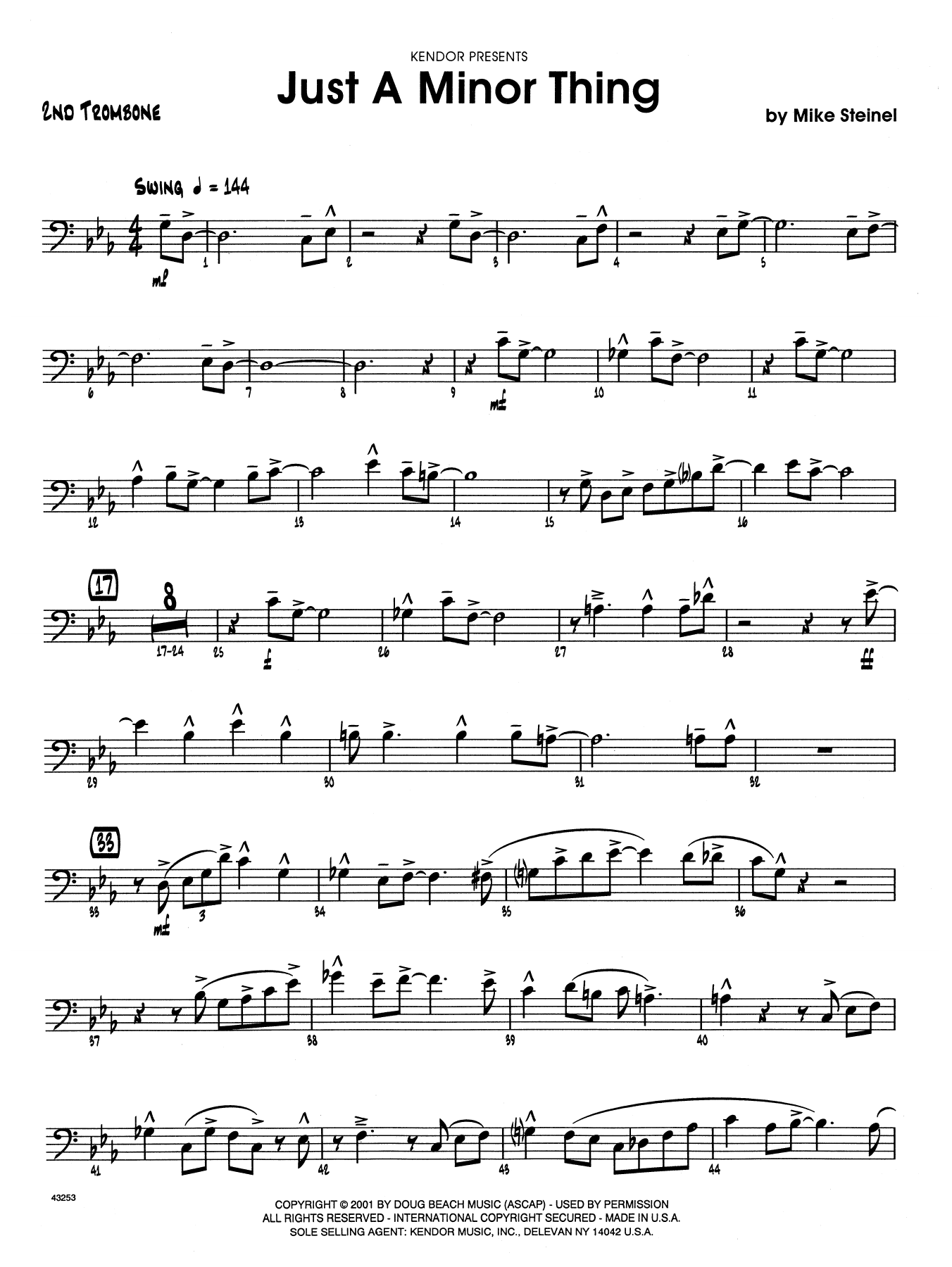 Download Mike Steinel Just A Minor Thing - 2nd Trombone Sheet Music