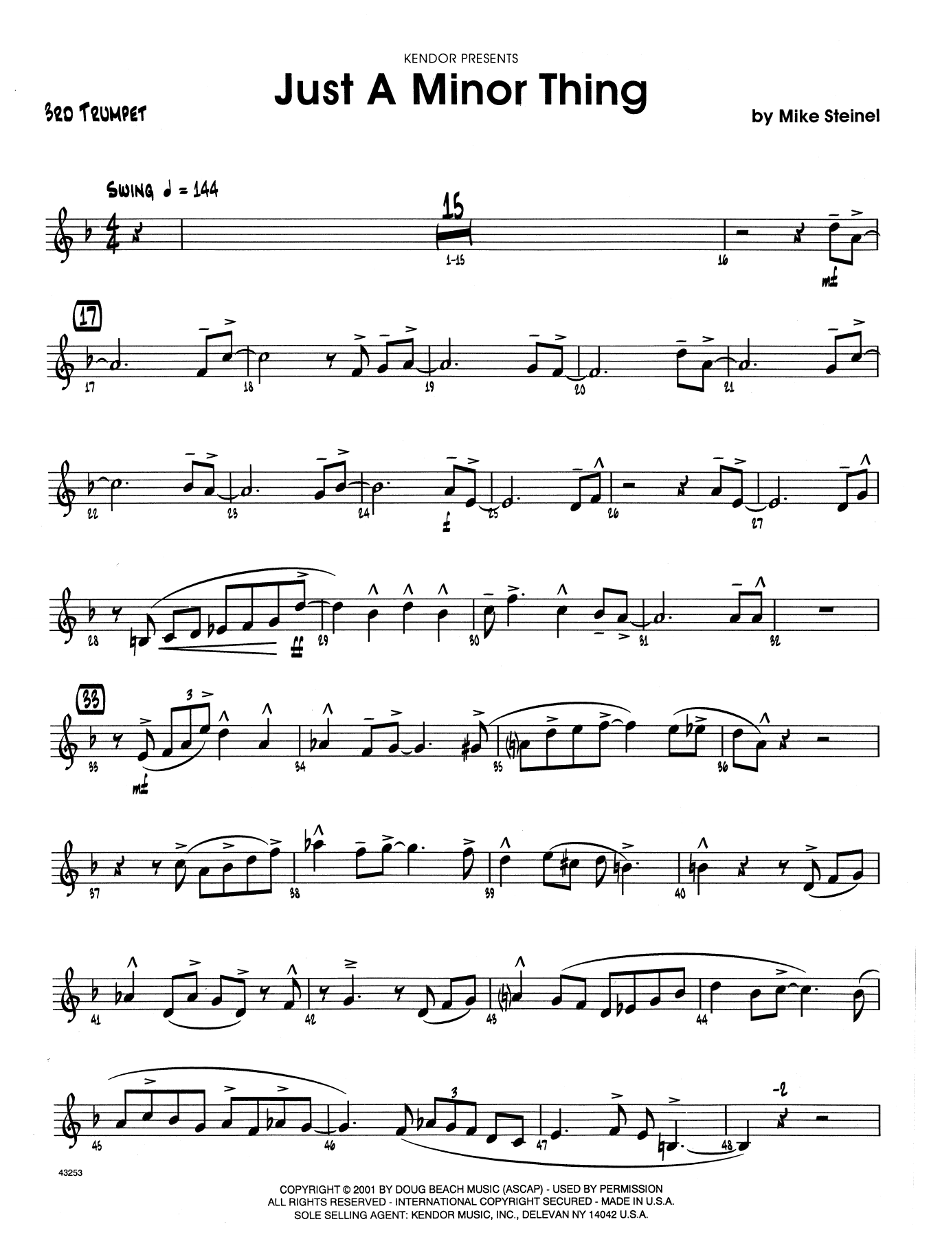 Download Mike Steinel Just A Minor Thing - 3rd Bb Trumpet Sheet Music