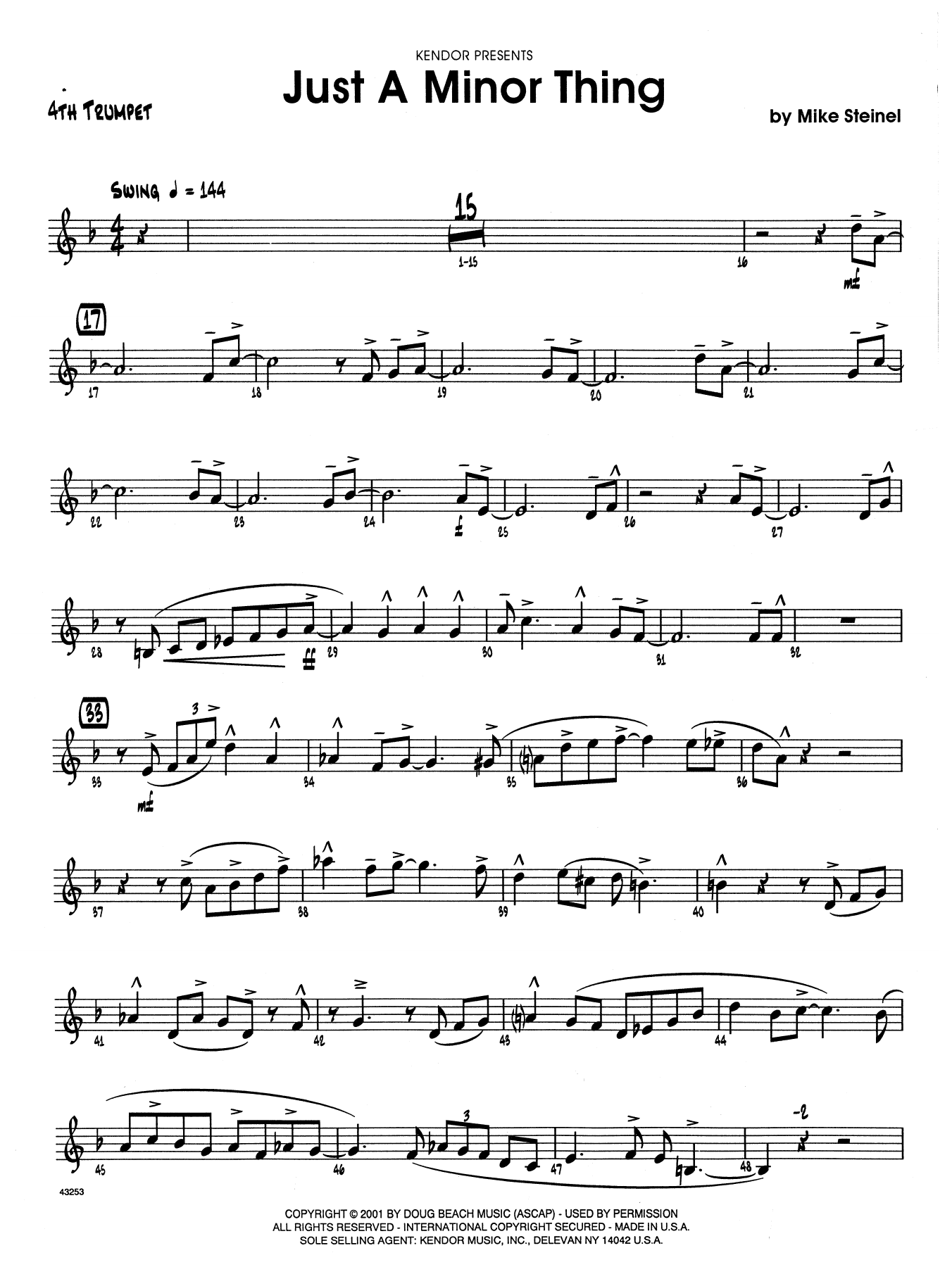 Download Mike Steinel Just A Minor Thing - 4th Bb Trumpet Sheet Music
