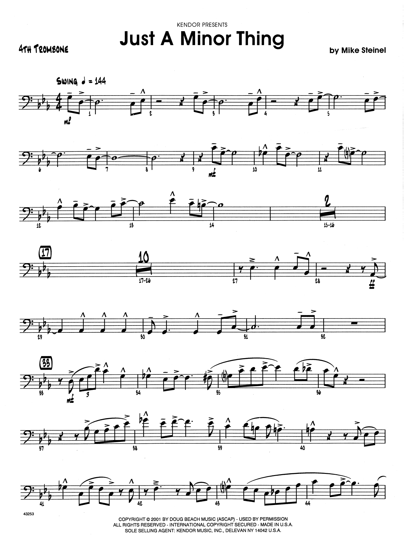 Download Mike Steinel Just A Minor Thing - 4th Trombone Sheet Music