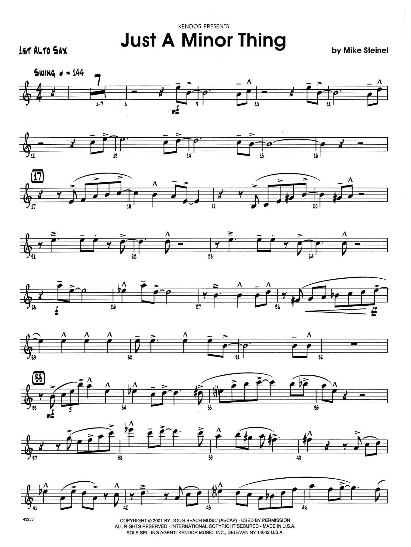 Download Mike Steinel Just A Minor Thing - Bass Clarinet 1 & Sheet Music
