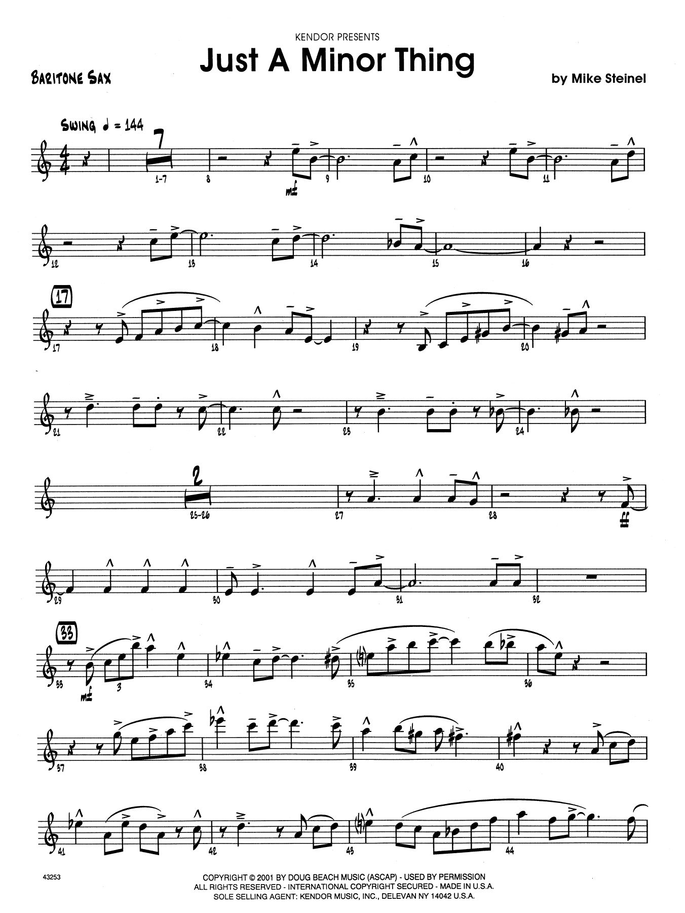 Download Mike Steinel Just A Minor Thing - Eb Baritone Saxoph Sheet Music