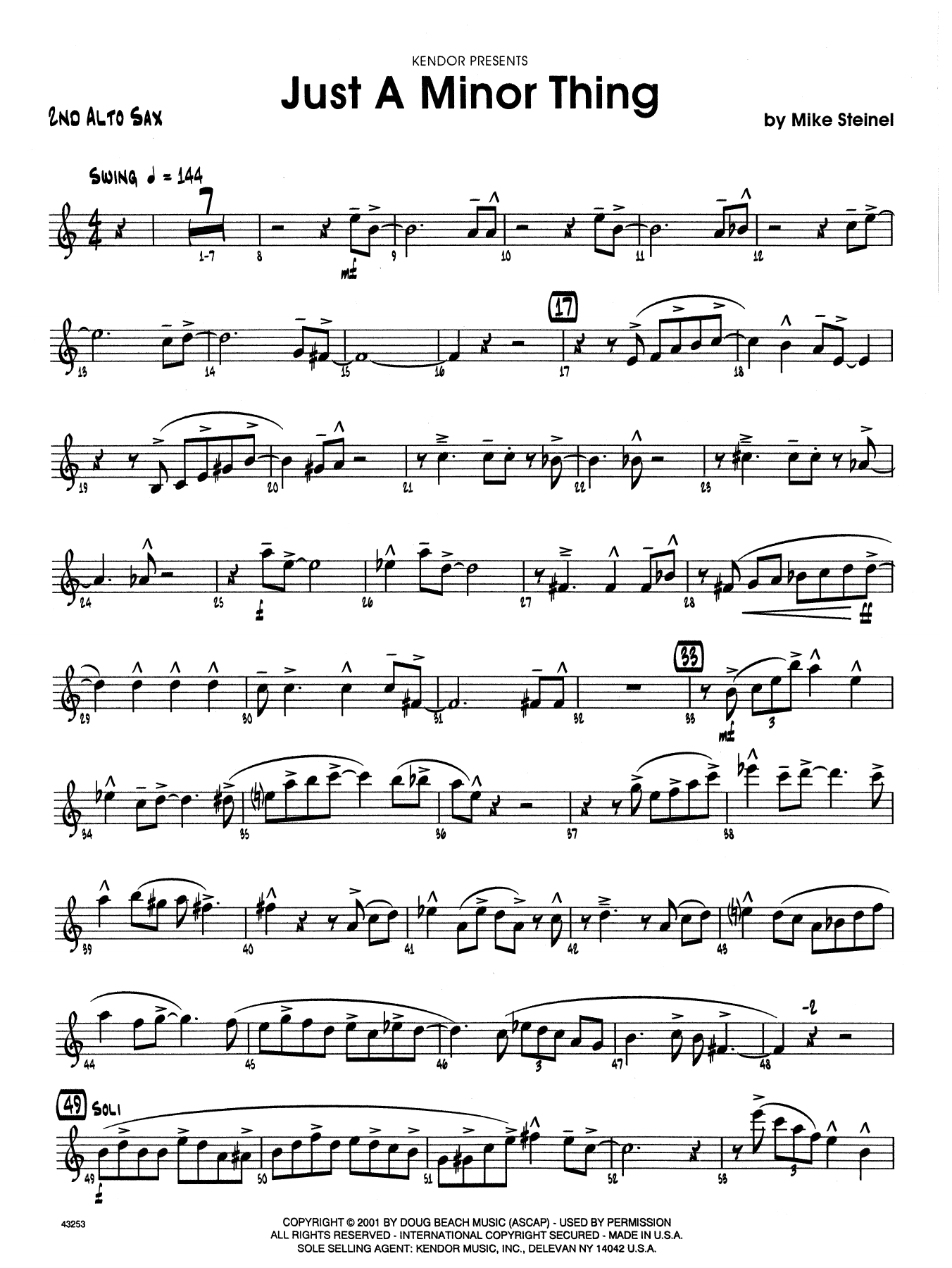 Download Mike Steinel Just A Minor Thing - Opt. Bass Clarinet Sheet Music