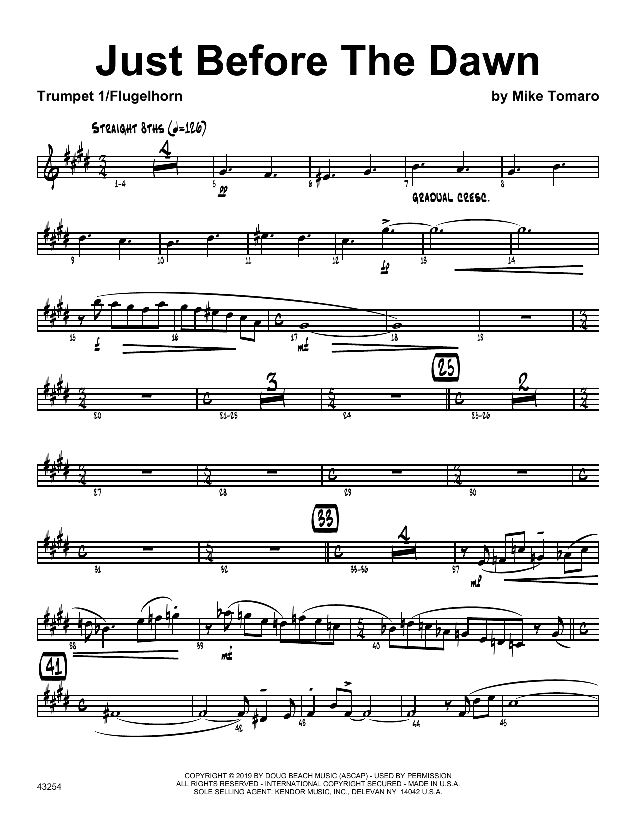 Download Mike Tomaro Just Before The Dawn - 1st Bb Trumpet Sheet Music