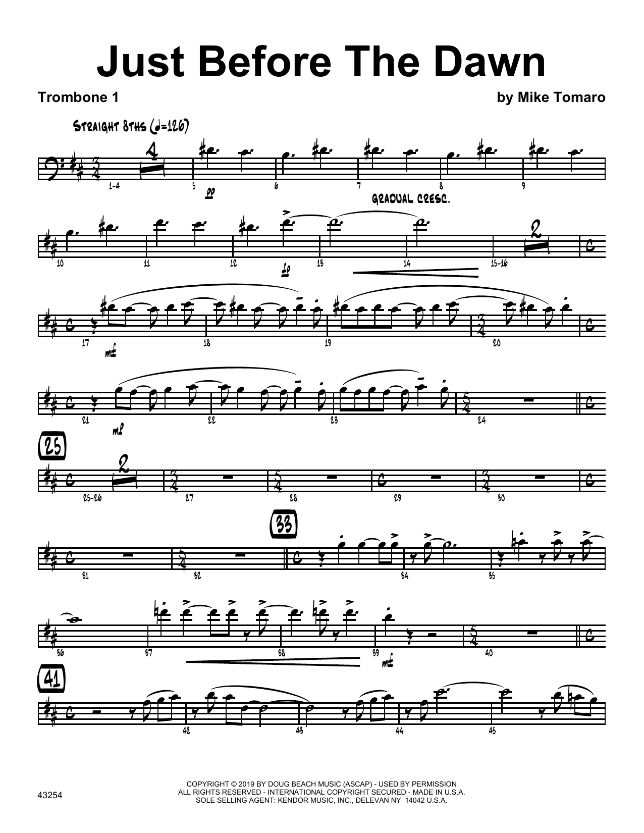 Download Mike Tomaro Just Before The Dawn - 1st Trombone Sheet Music