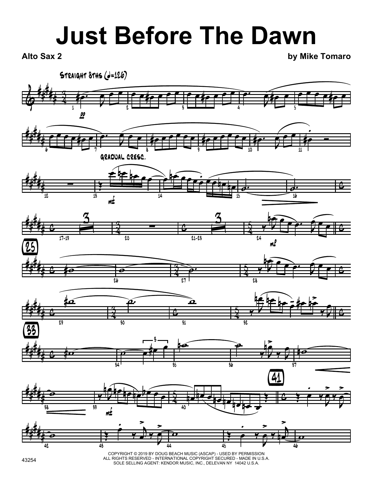 Download Mike Tomaro Just Before The Dawn - 2nd Eb Alto Saxo Sheet Music