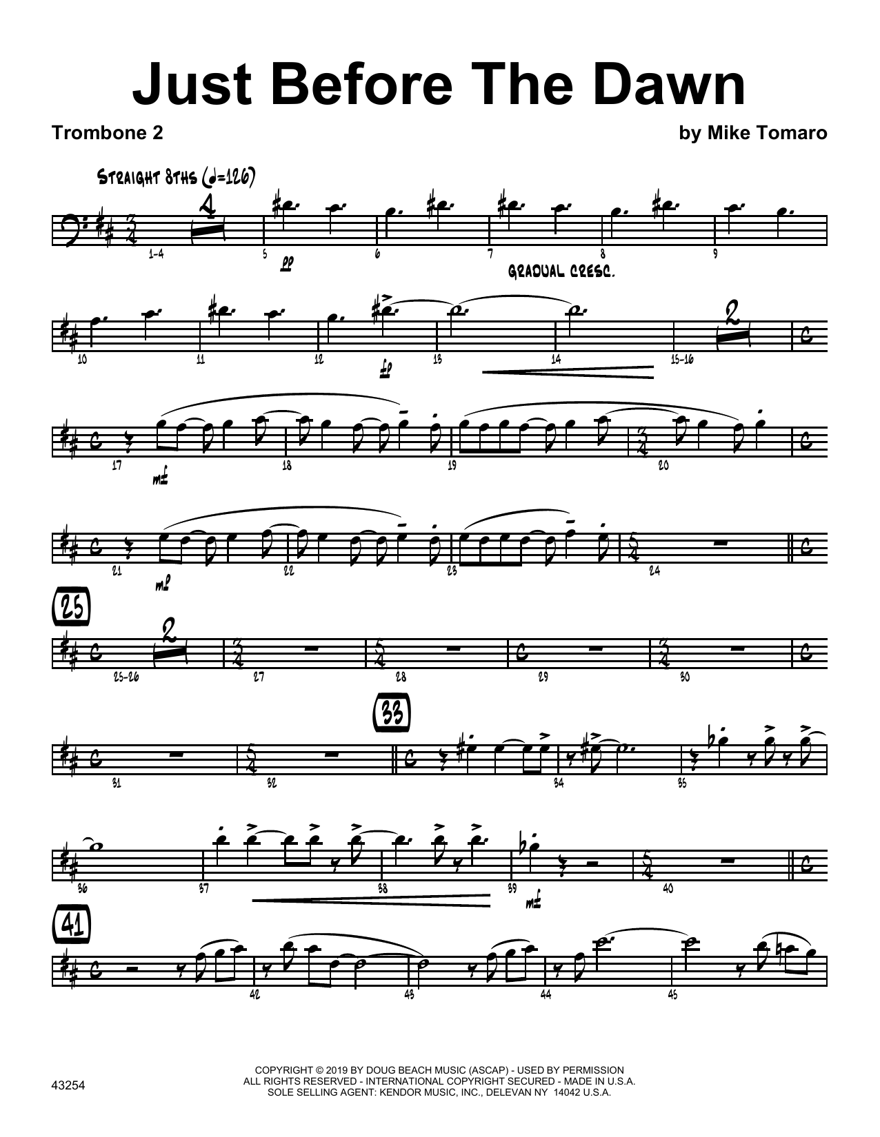 Download Mike Tomaro Just Before The Dawn - 2nd Trombone Sheet Music