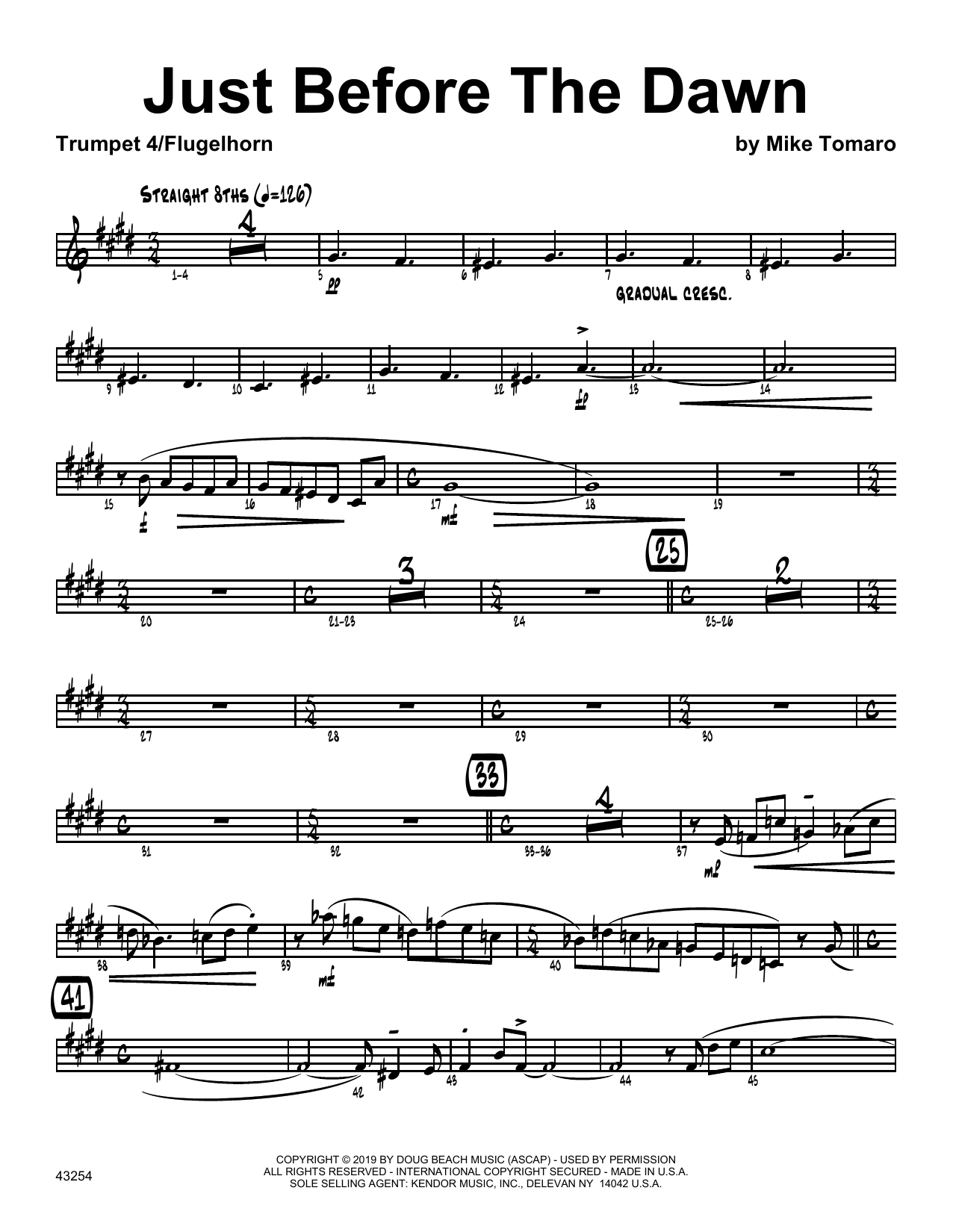 Download Mike Tomaro Just Before The Dawn - 4th Bb Trumpet Sheet Music
