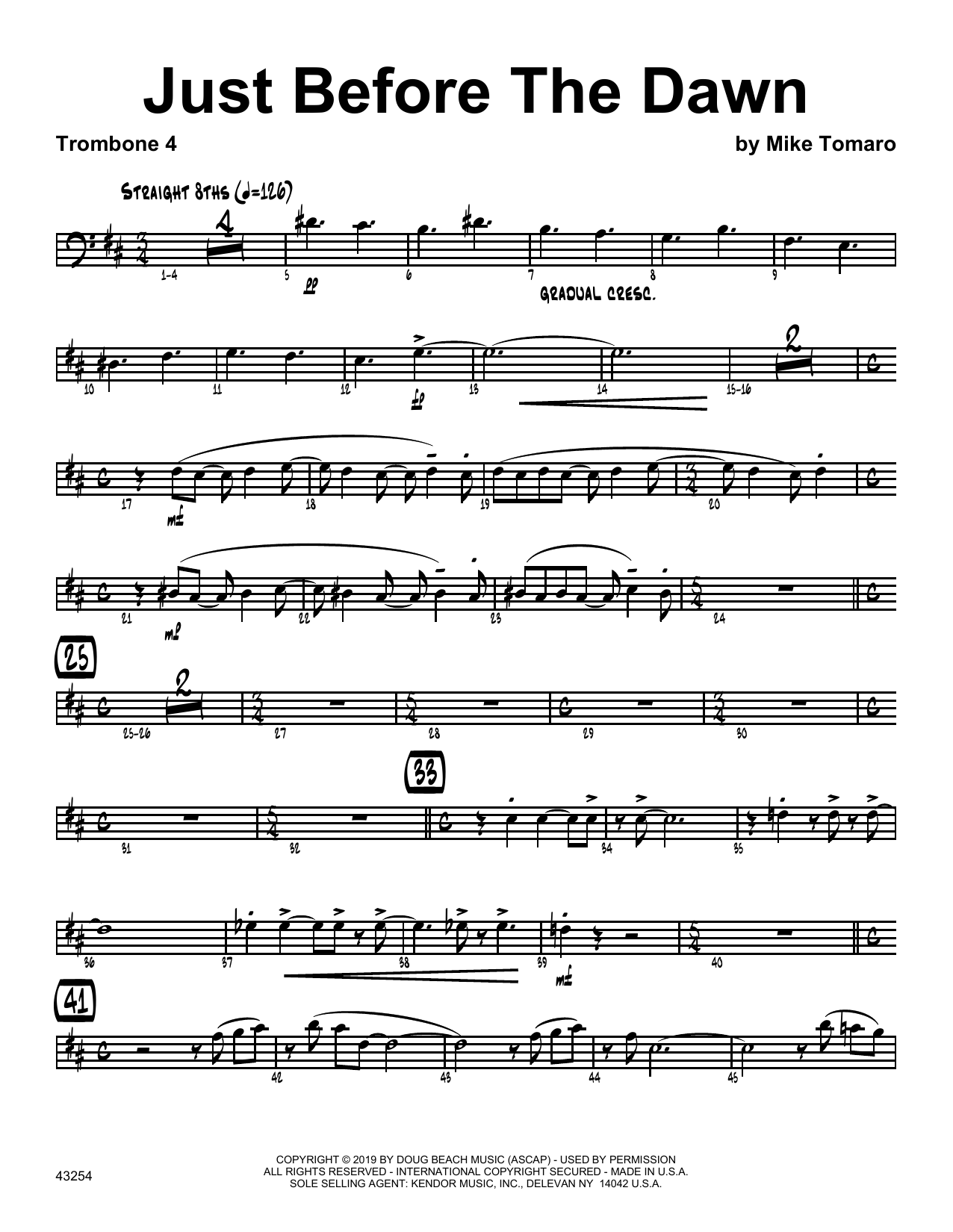 Download Mike Tomaro Just Before The Dawn - 4th Trombone Sheet Music