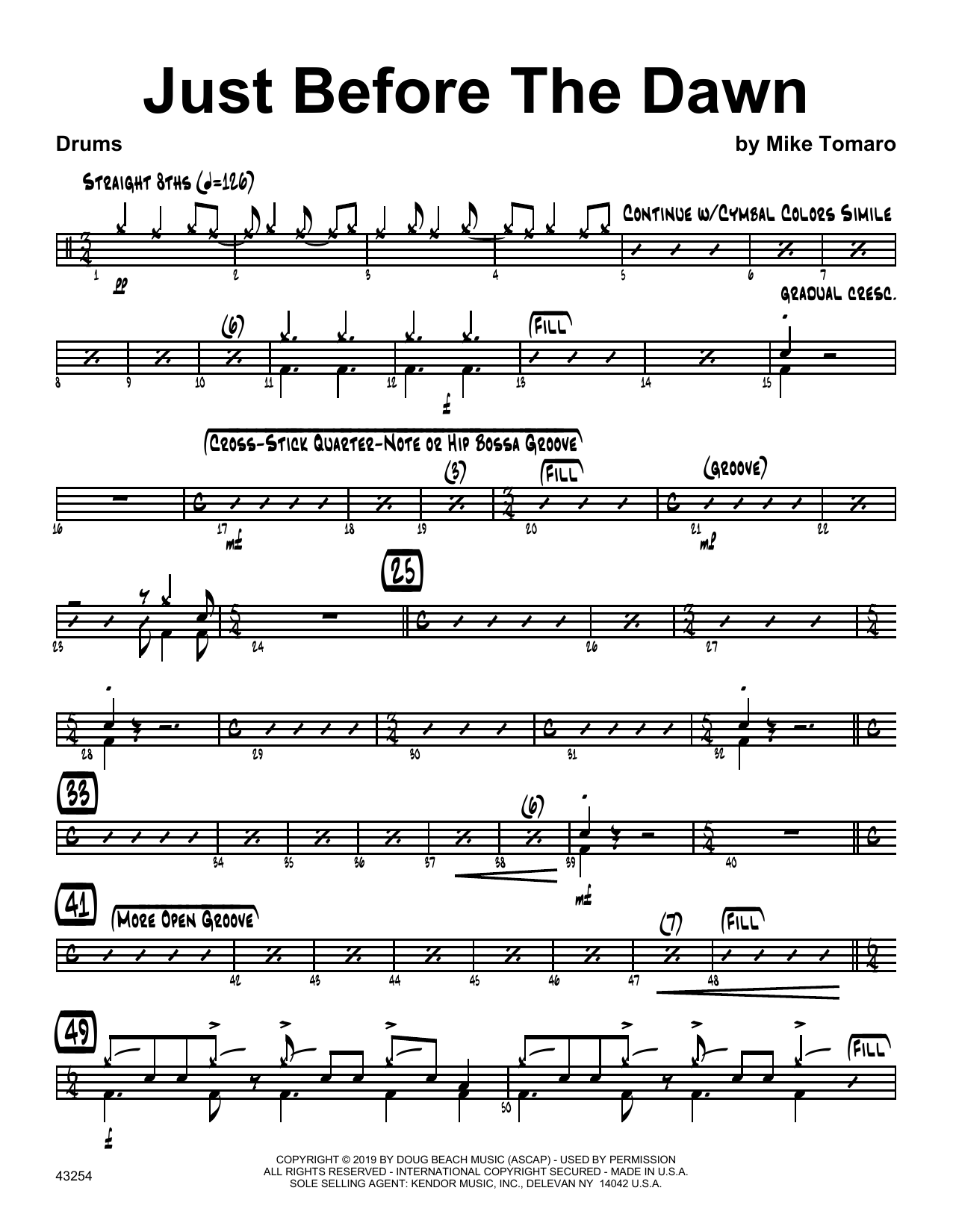 Download Mike Tomaro Just Before The Dawn - Drum Set Sheet Music