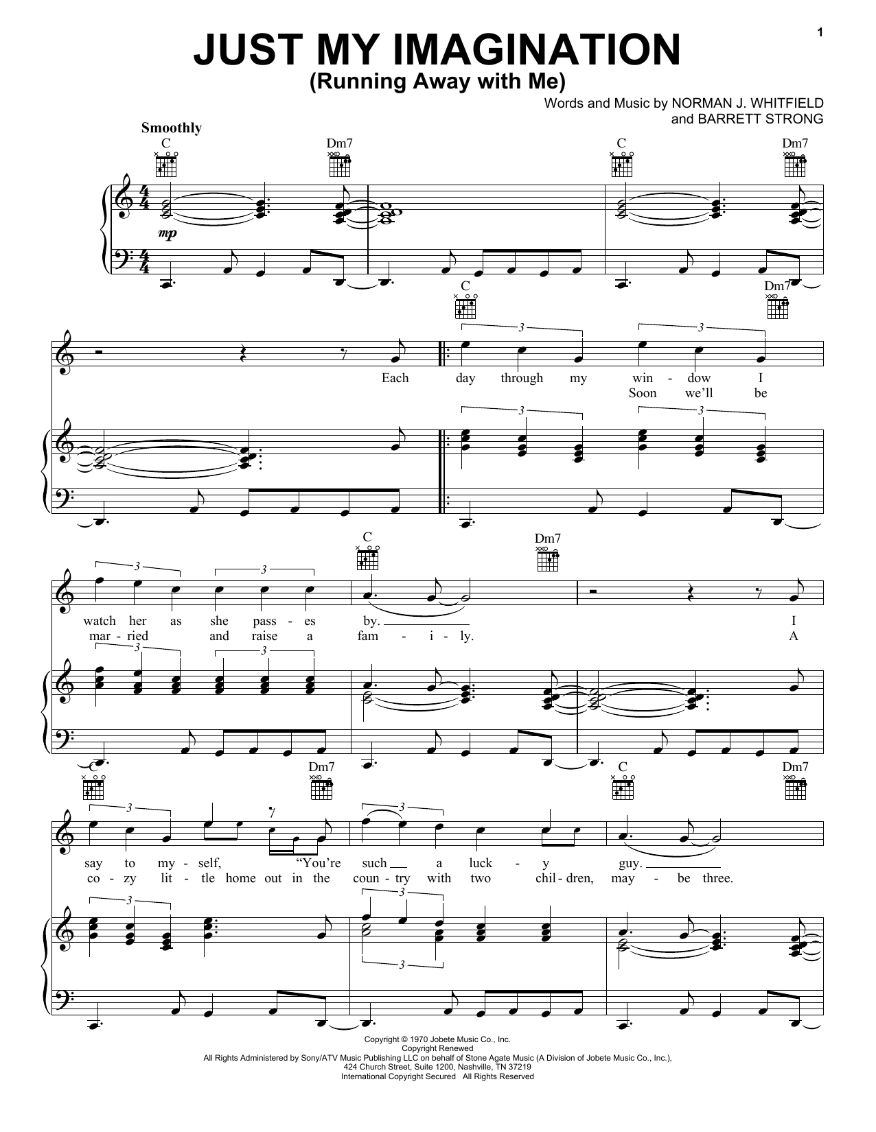 The Temptations Just My Imagination (Running Away With Me) sheet music notes printable PDF score