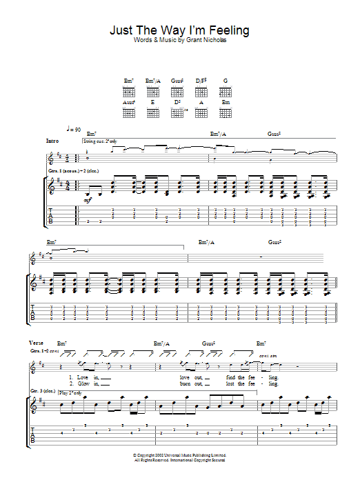 Download Feeder Just The Way I'm Feeling Sheet Music