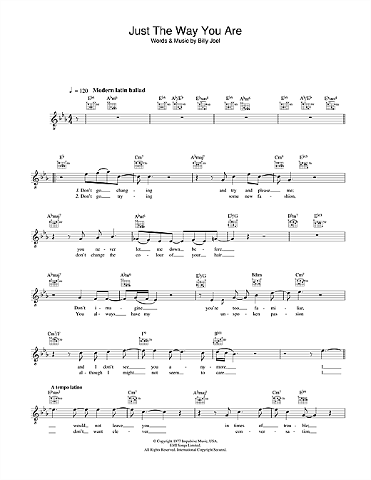 Diana Krall Just The Way You Are sheet music notes printable PDF score