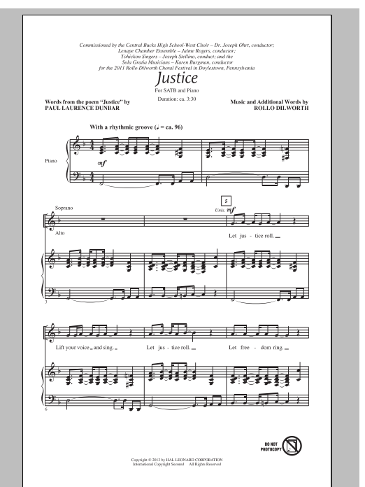 Download Rollo Dilworth Justice Sheet Music
